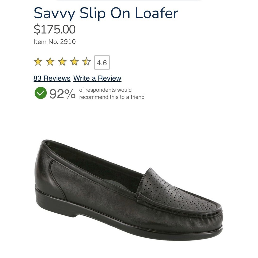 SAS TriPad Black Slip On Women's Size 7.5 N Loafer COMFORT FOOT BED Shoes